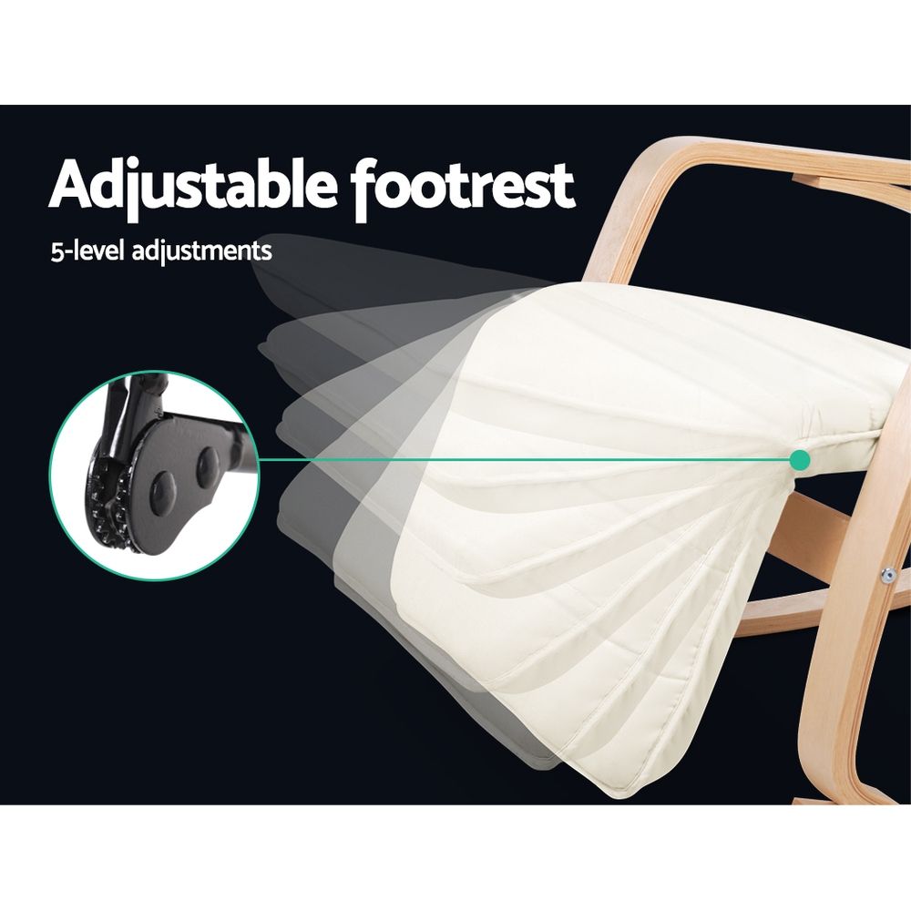Artiss Rocking Armchair Footrest Nursing Beige Afton view 7