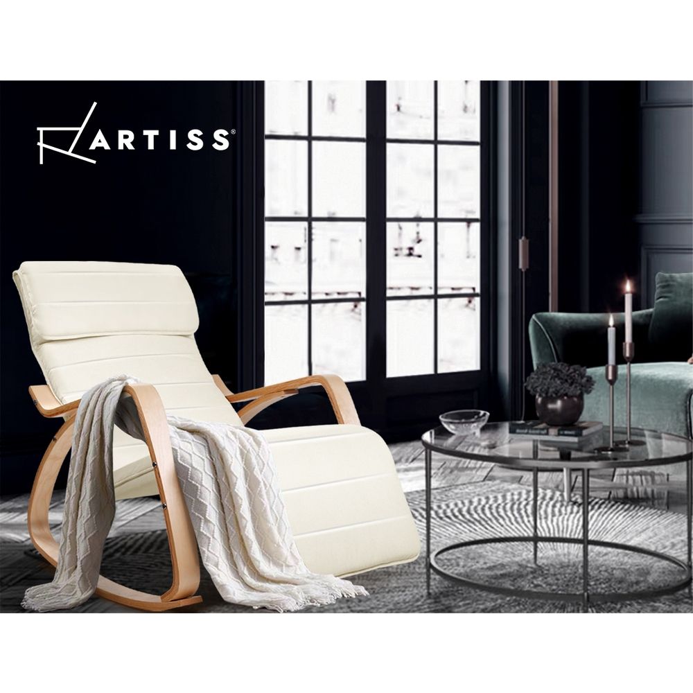 Artiss Rocking Armchair Footrest Nursing Beige Afton view 11