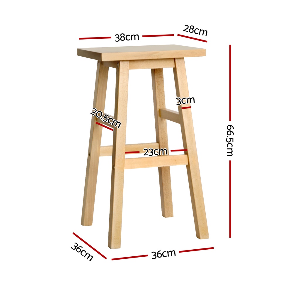 Artiss 4x Bar Stools Kitchen Chairs Wooden Nature view 2