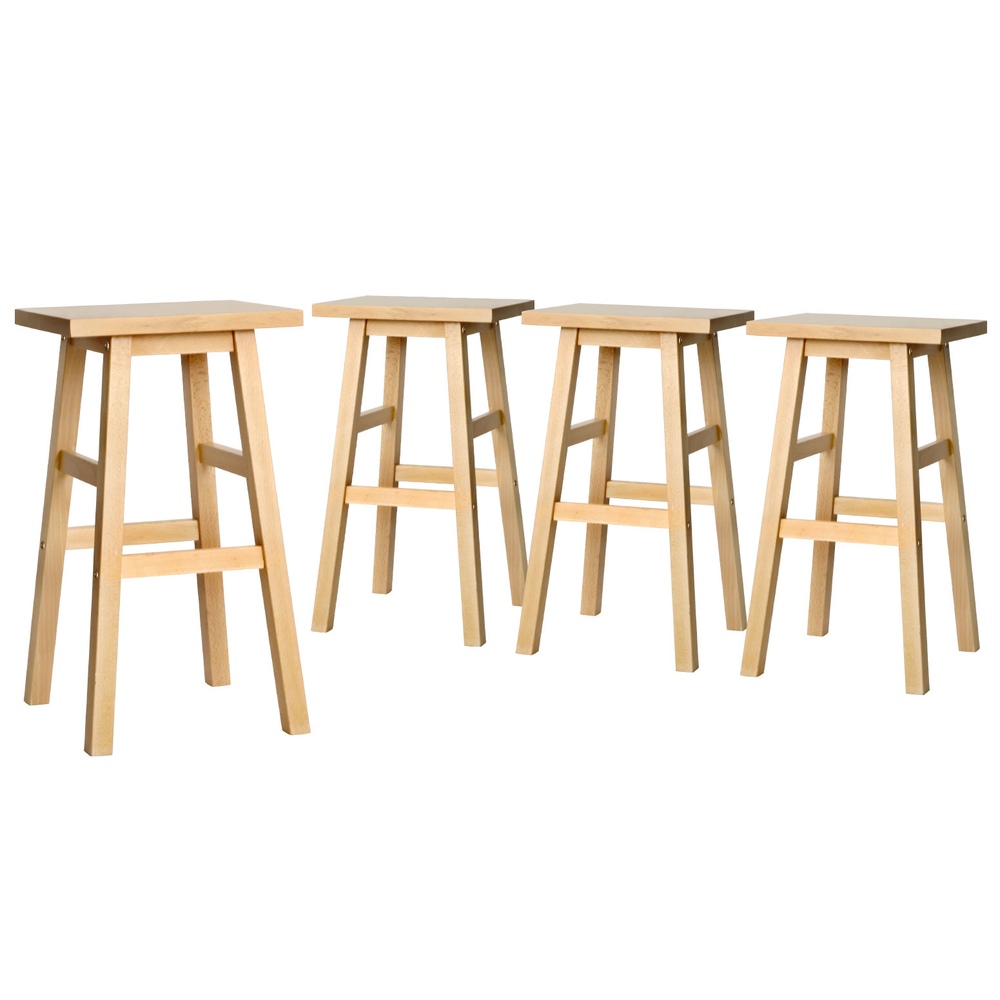 Artiss 4x Bar Stools Kitchen Chairs Wooden Nature view 3