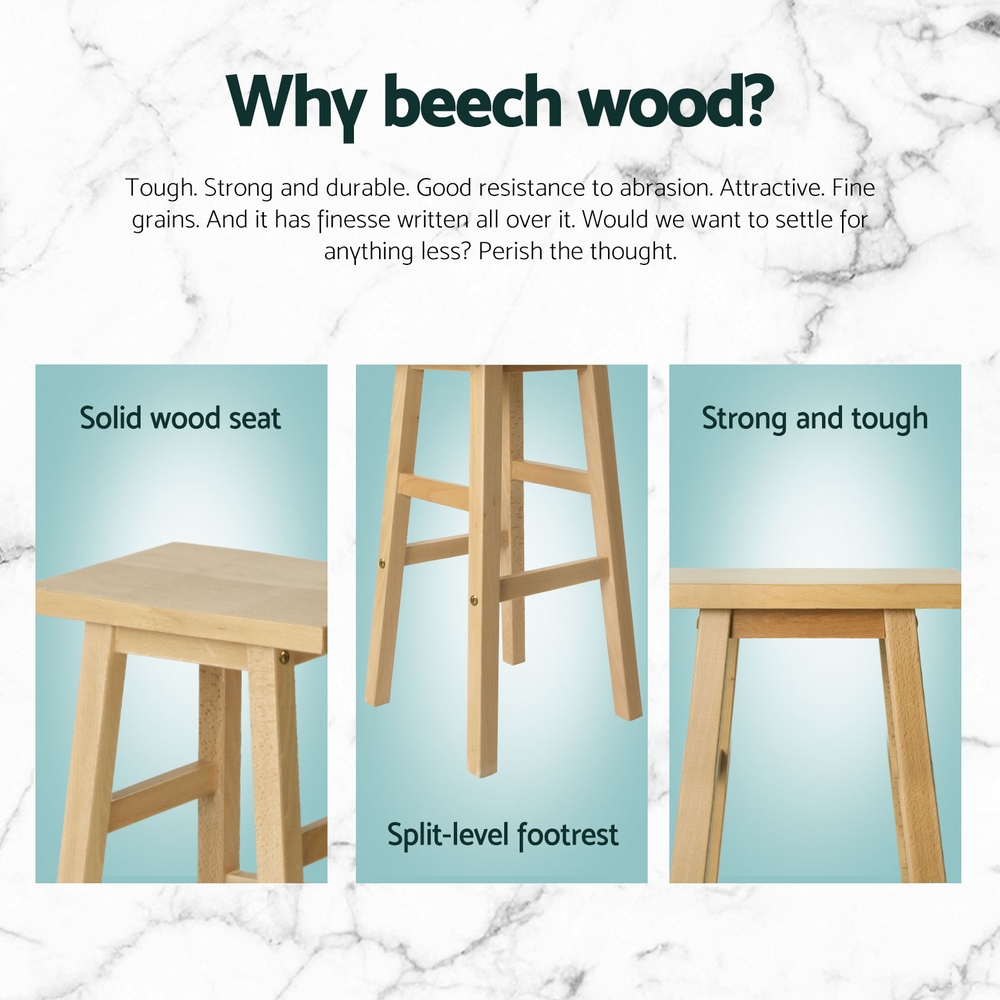 Artiss 4x Bar Stools Kitchen Chairs Wooden Nature view 4