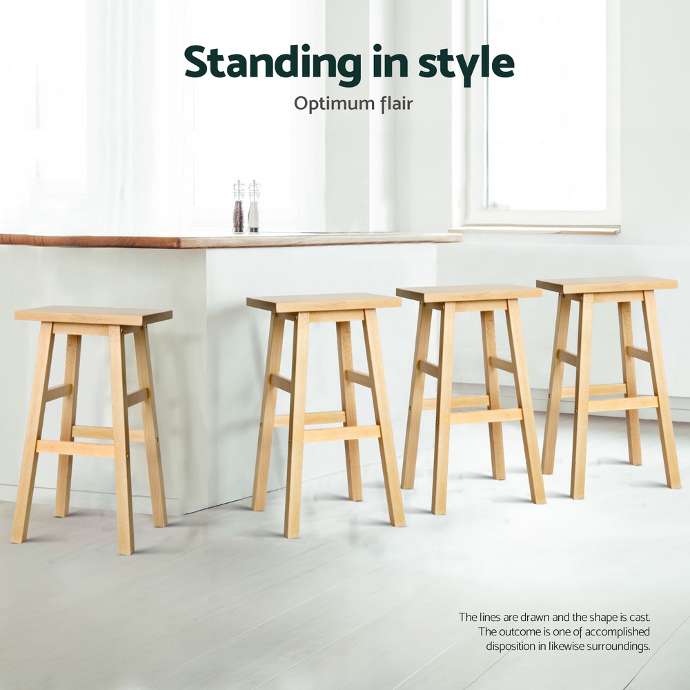 Artiss 4x Bar Stools Kitchen Chairs Wooden Nature view 5
