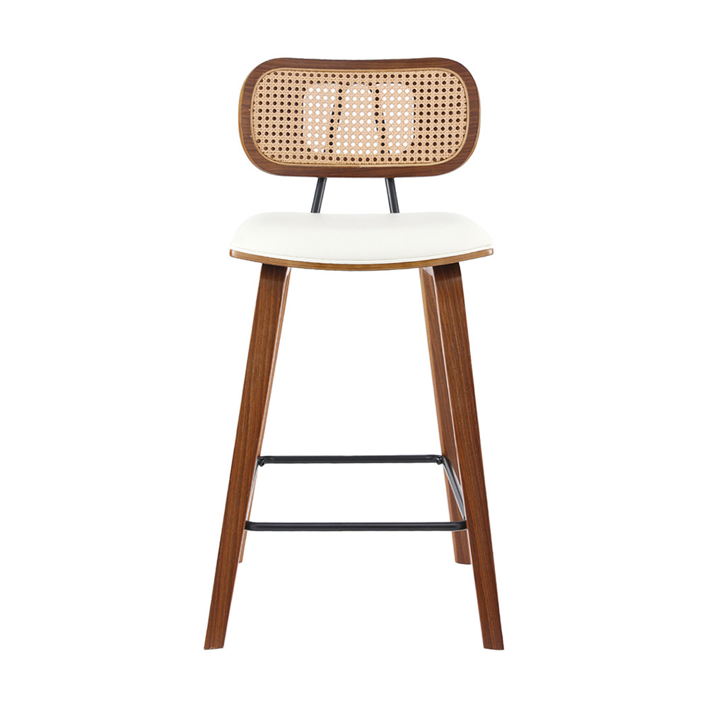 4x Artiss Bar Stools Kitchen Counter Rattan Chairs PU Leather Padding view 3