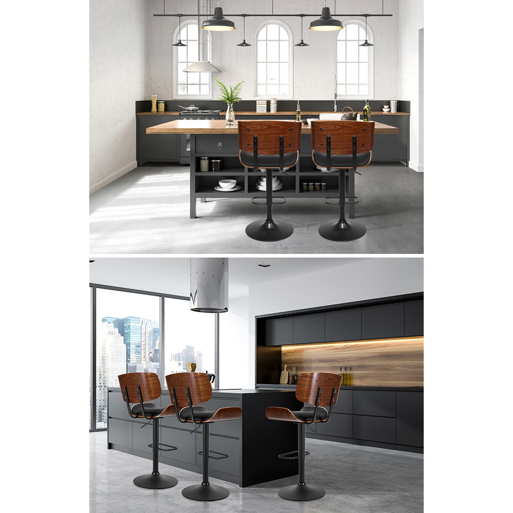 Artiss Bar Stools Gas Lift Leather All Black view 5