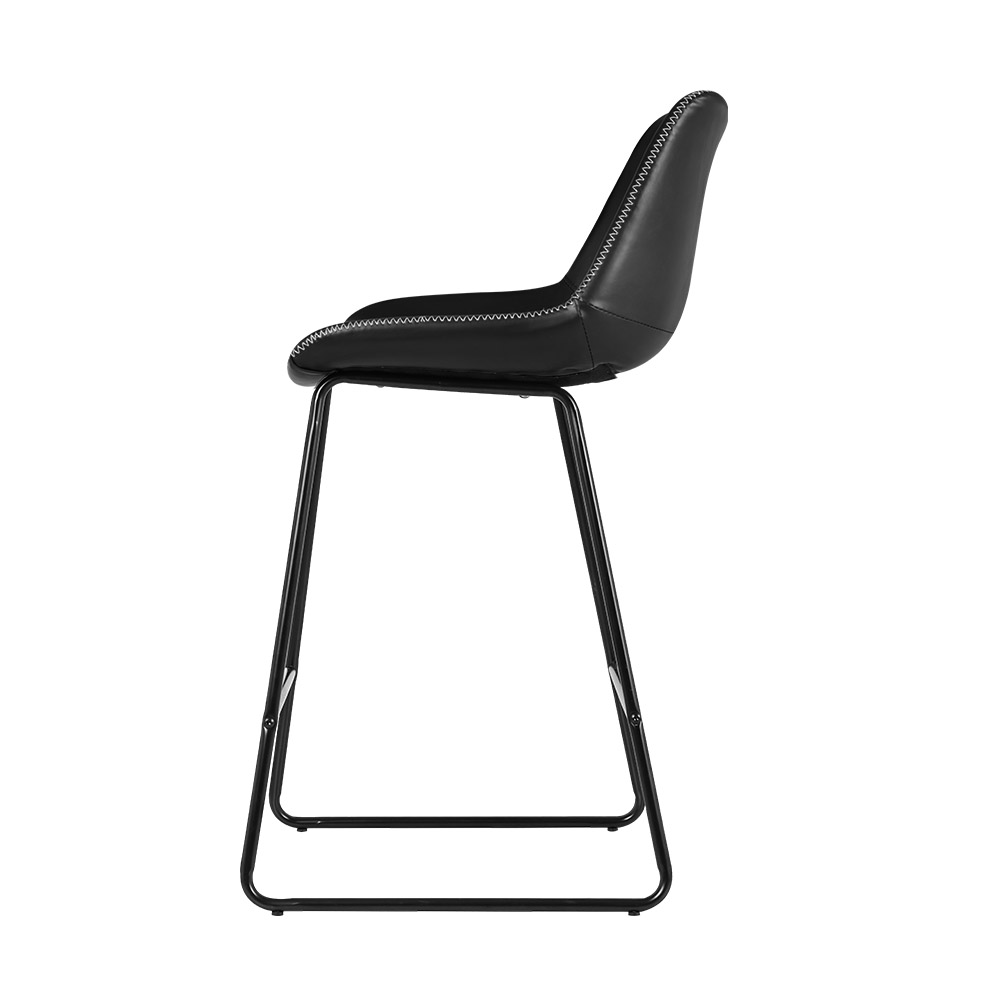 Artiss Bar Stools Kitchen Counter Barstools Leather Metal Chairs Black x2 view 3