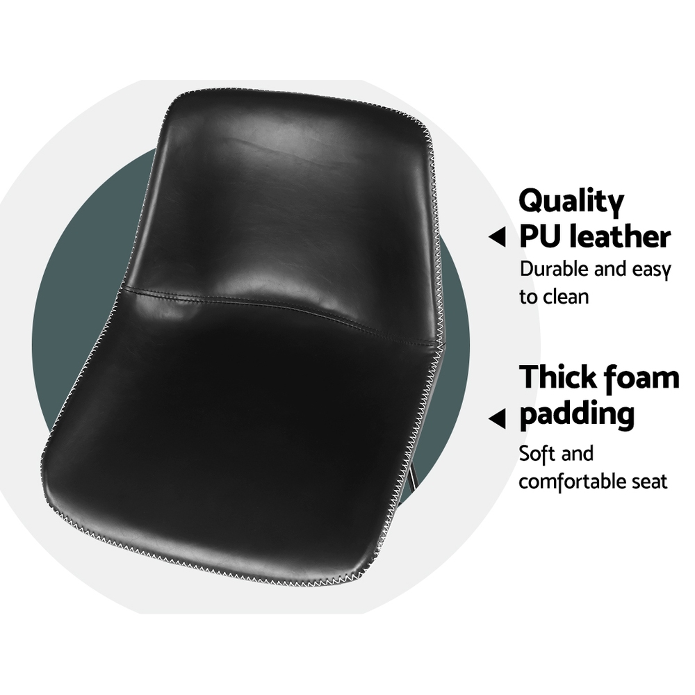 Artiss Bar Stools Kitchen Counter Barstools Leather Metal Chairs Black x2 view 6