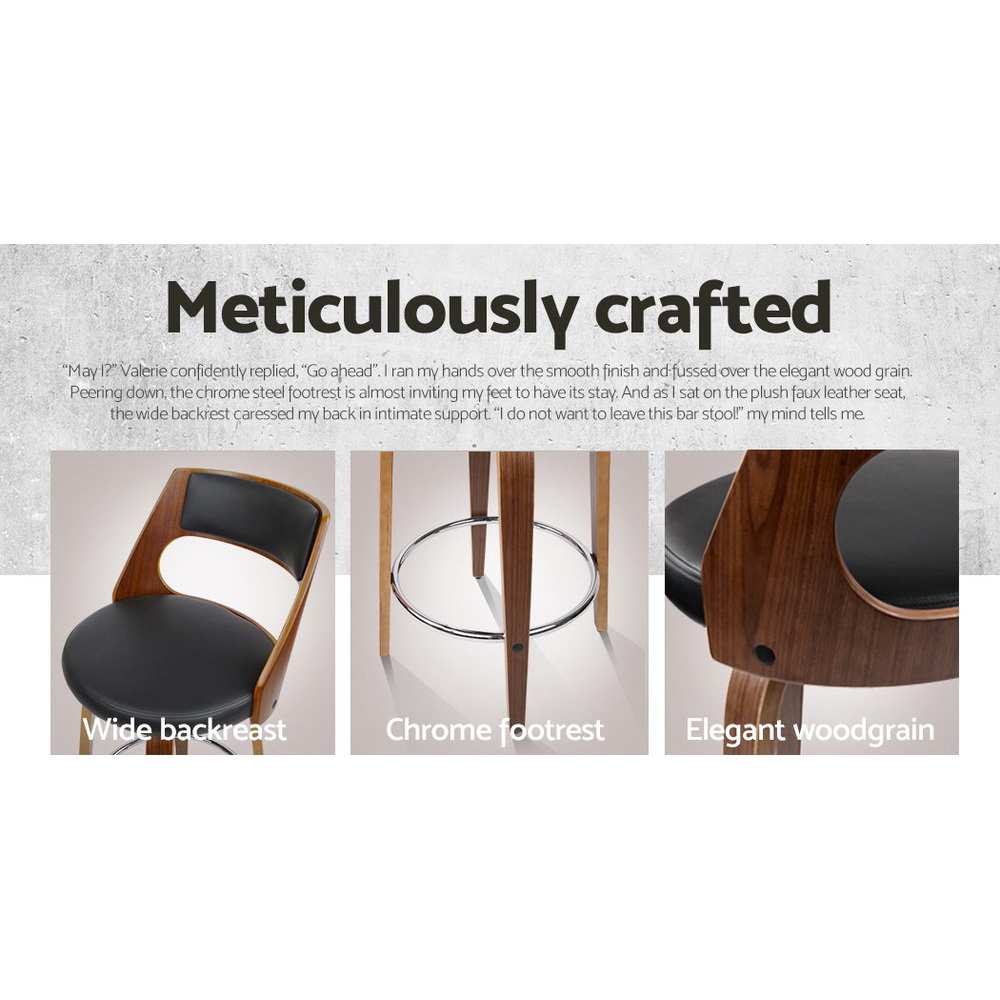 Artiss 2x Bar Stools Swivel Leather Chair 76cm view 5