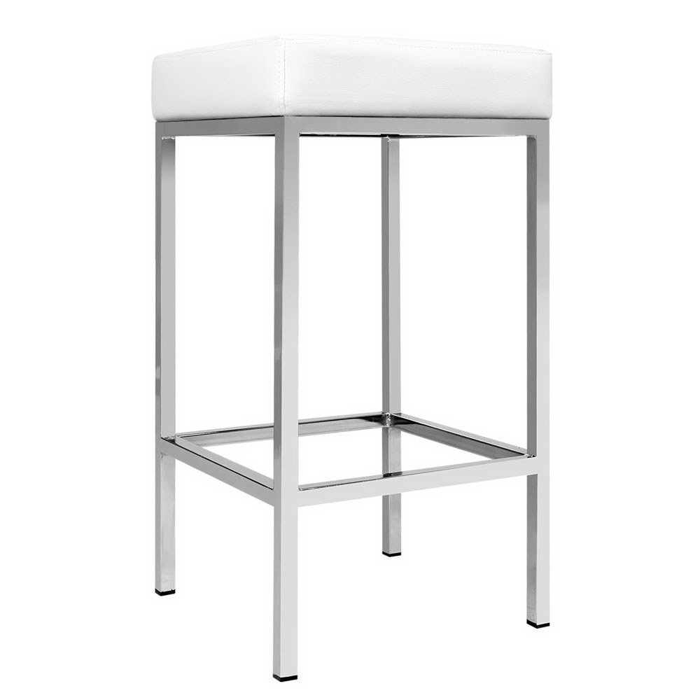 Artiss 2x Bar Stools Leather Padded Metal White view 4
