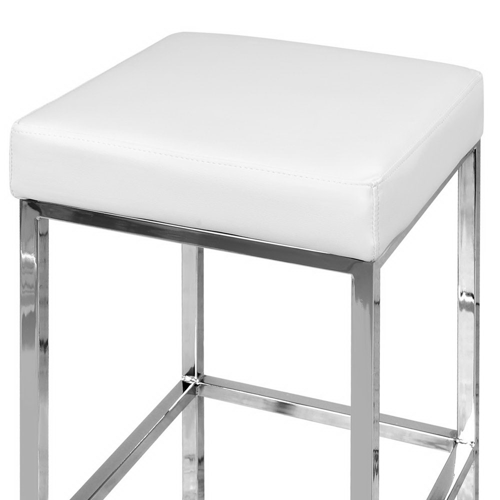 Artiss 2x Bar Stools Leather Padded Metal White view 5