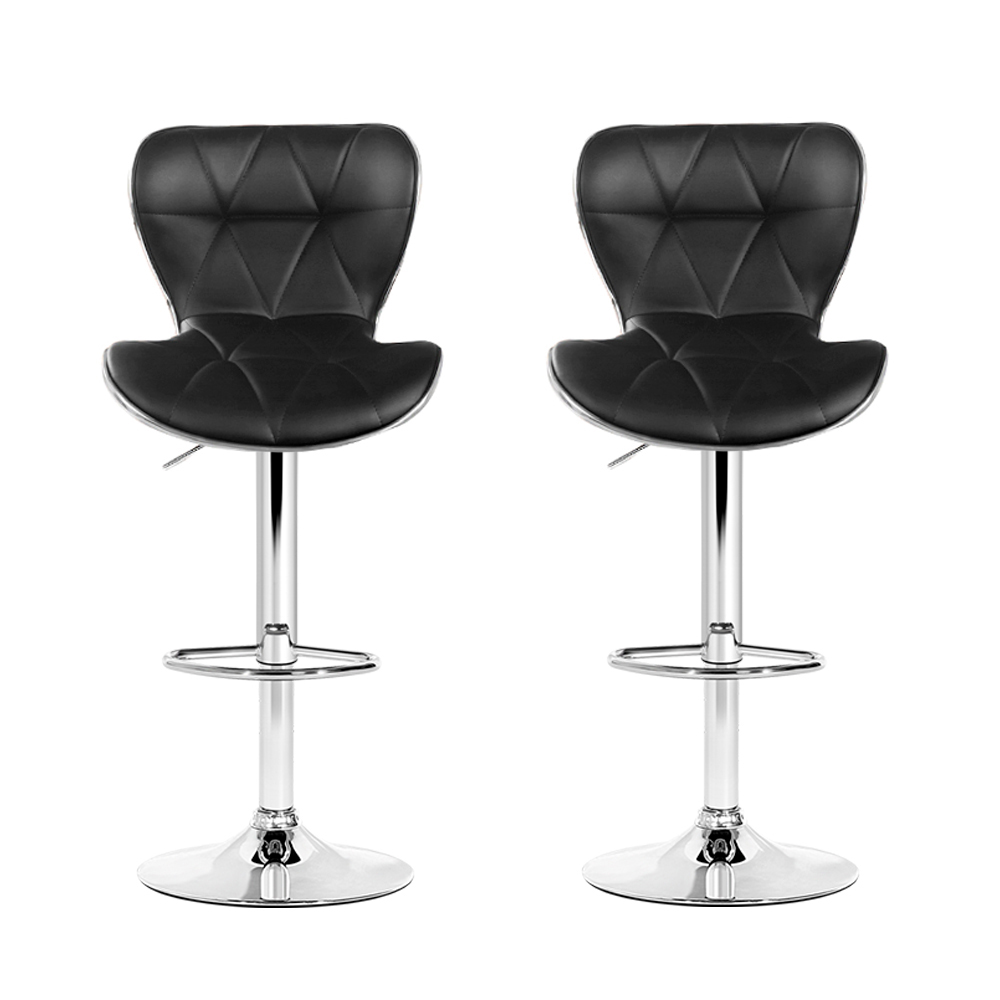 Artiss 2x Bar Stools Gas Lift Leather Seat Black view 3