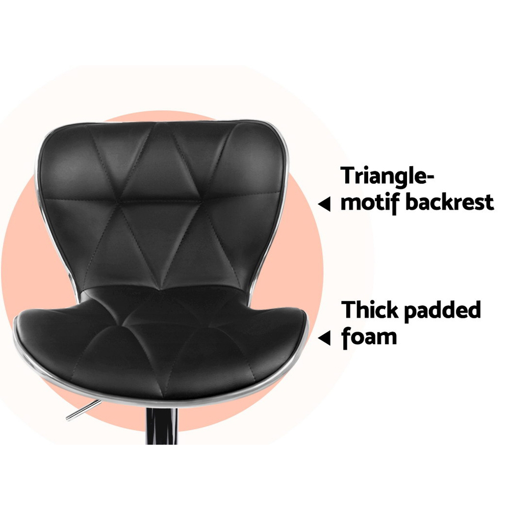 Artiss 2x Bar Stools Gas Lift Leather Seat Black view 5