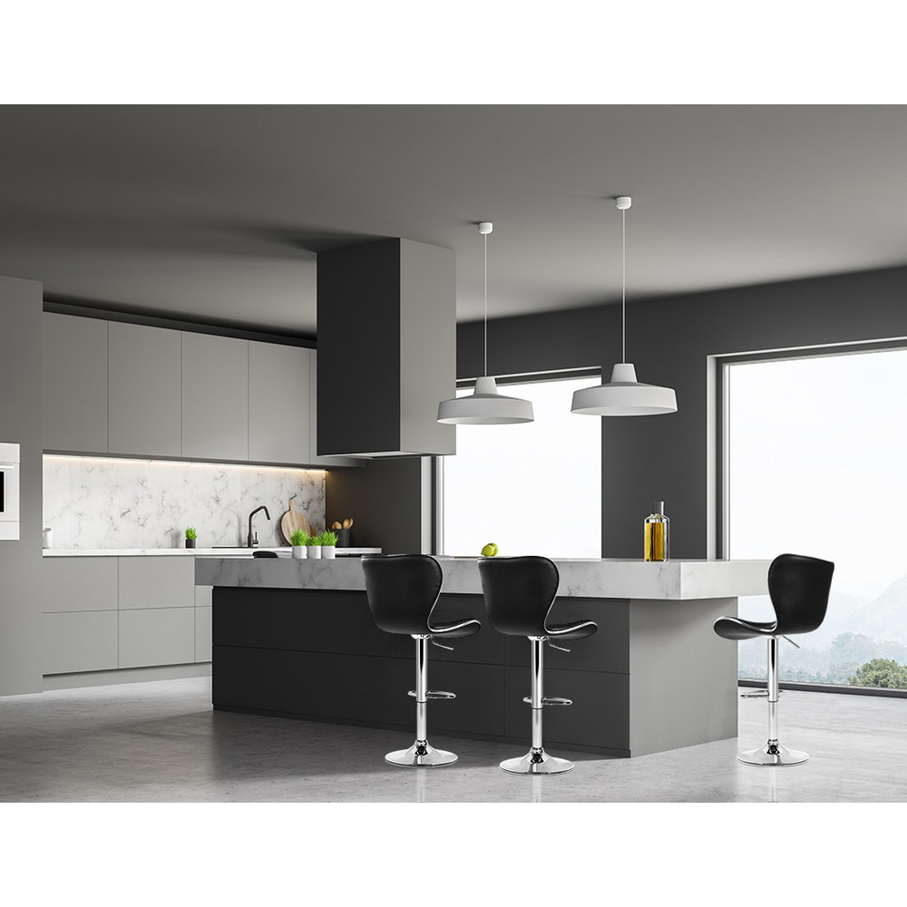 Artiss 2x Bar Stools Gas Lift Leather Seat Black view 6