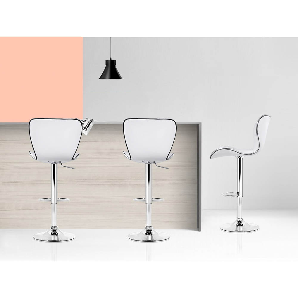 Artiss 2x Bar Stools Gas Lift Leather Seat White view 4