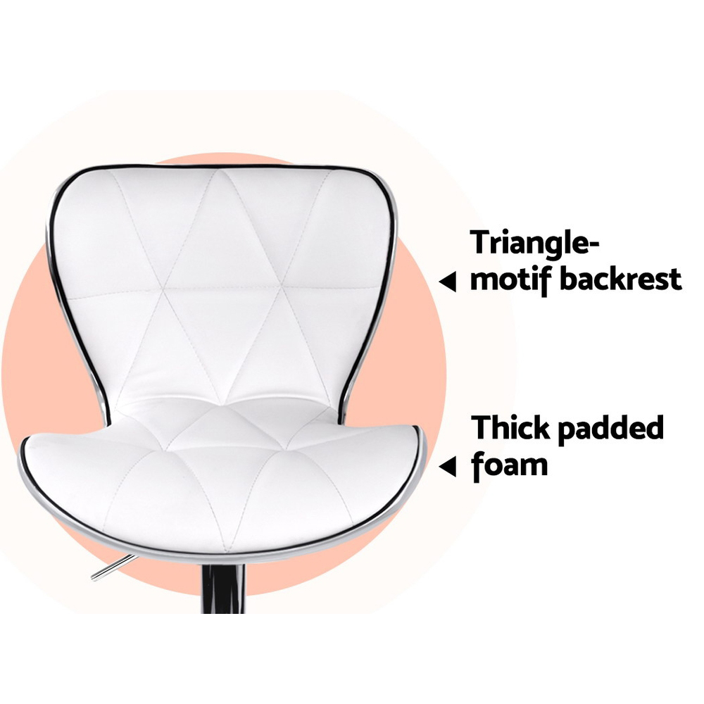 Artiss 2x Bar Stools Gas Lift Leather Seat White view 5