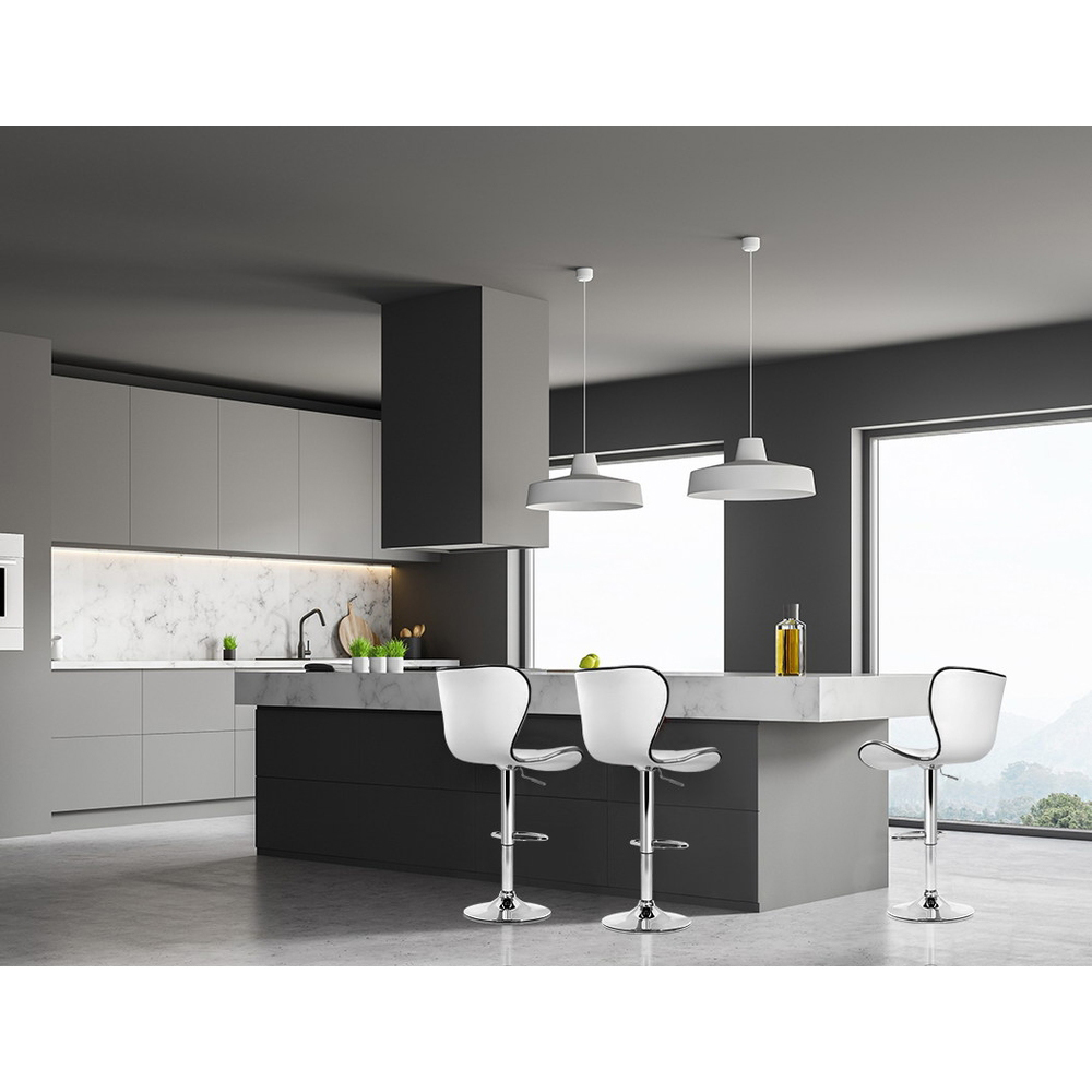 Artiss 2x Bar Stools Gas Lift Leather Seat White view 6