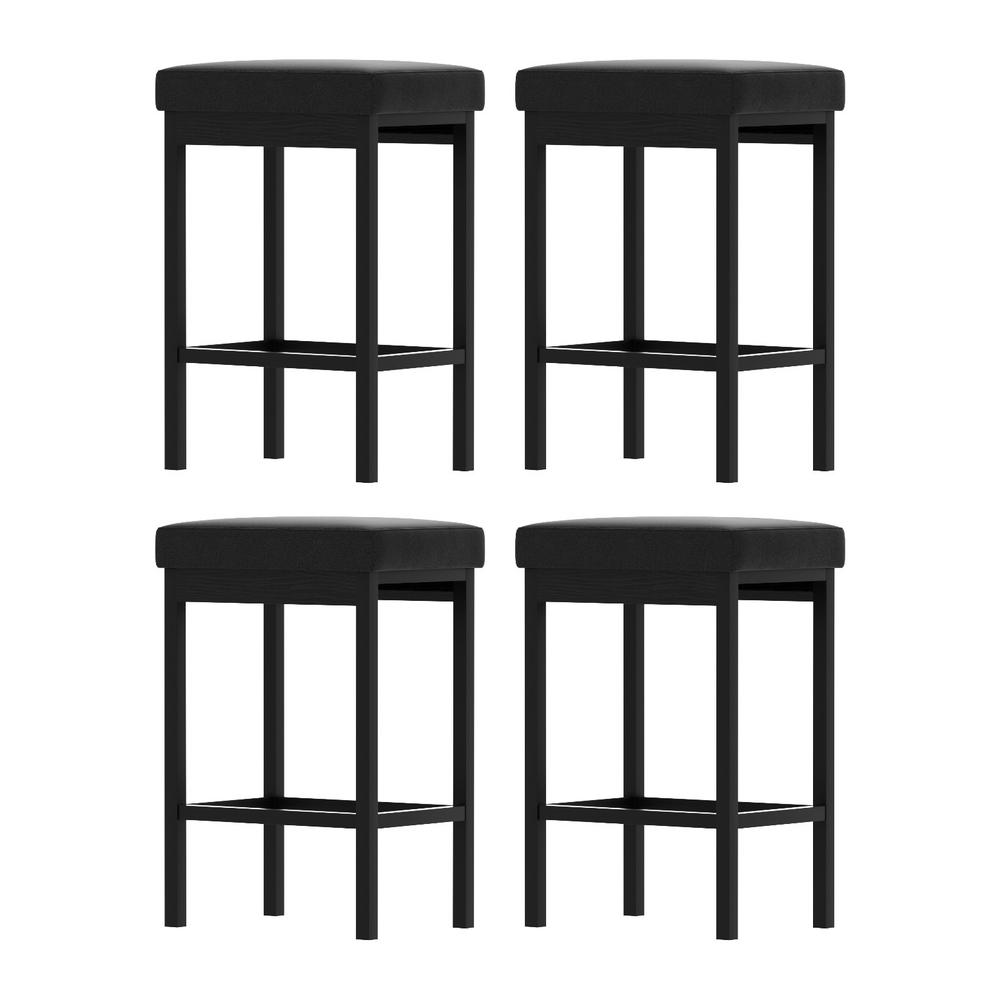 A Set of 4 Artiss Metal Bar Stools PU Seat Dining Counter Chairs view 7