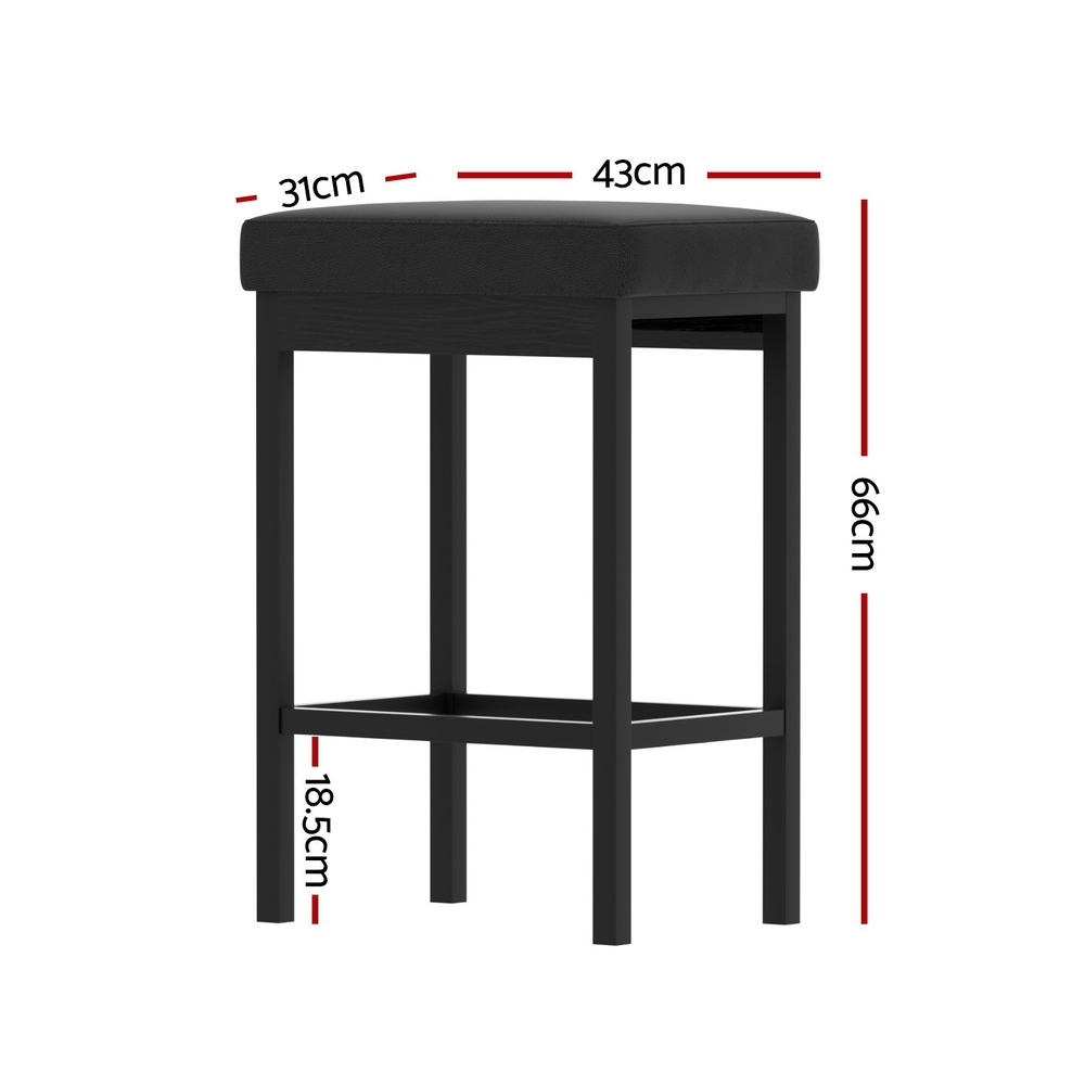 A Set of 4 Artiss Metal Bar Stools PU Seat Dining Counter Chairs view 2