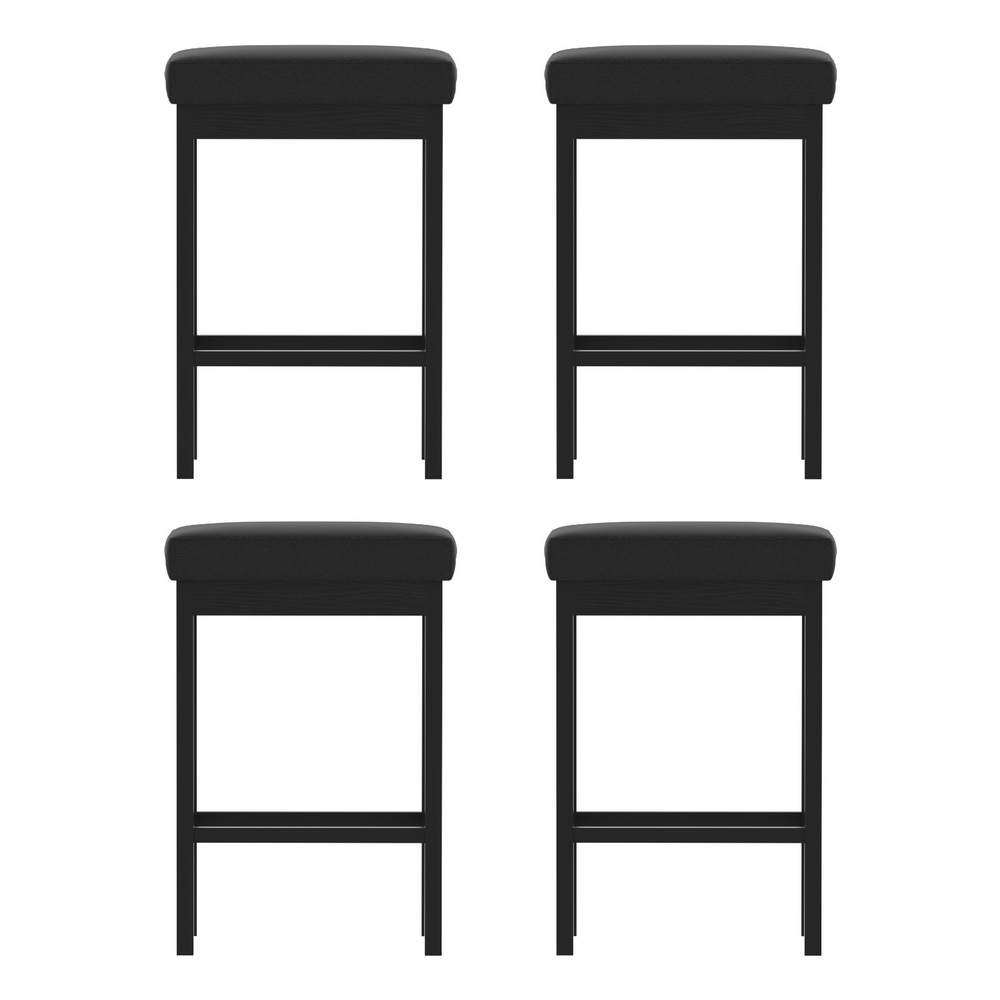 A Set of 4 Artiss Metal Bar Stools PU Seat Dining Counter Chairs view 3