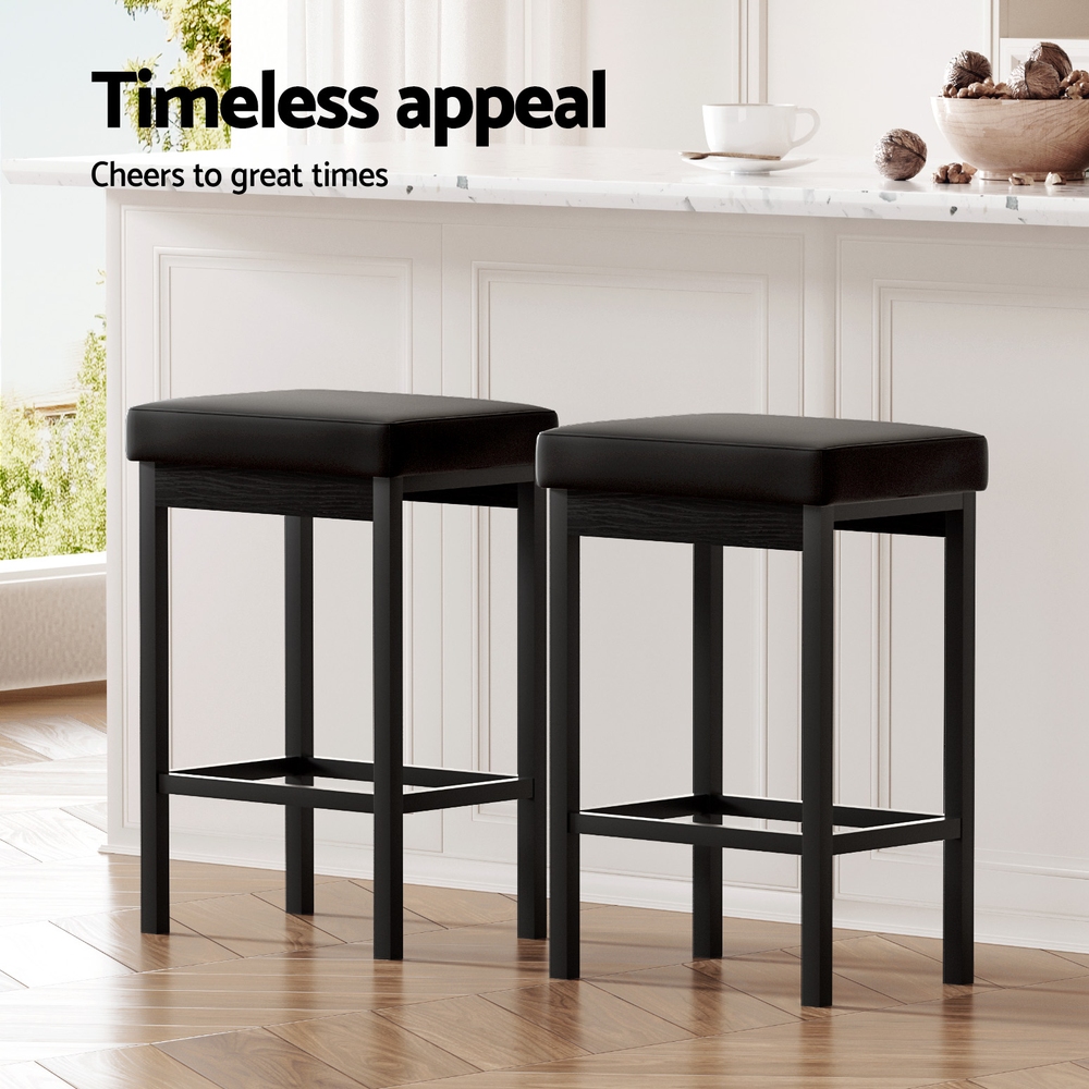 A Set of 4 Artiss Metal Bar Stools PU Seat Dining Counter Chairs view 6