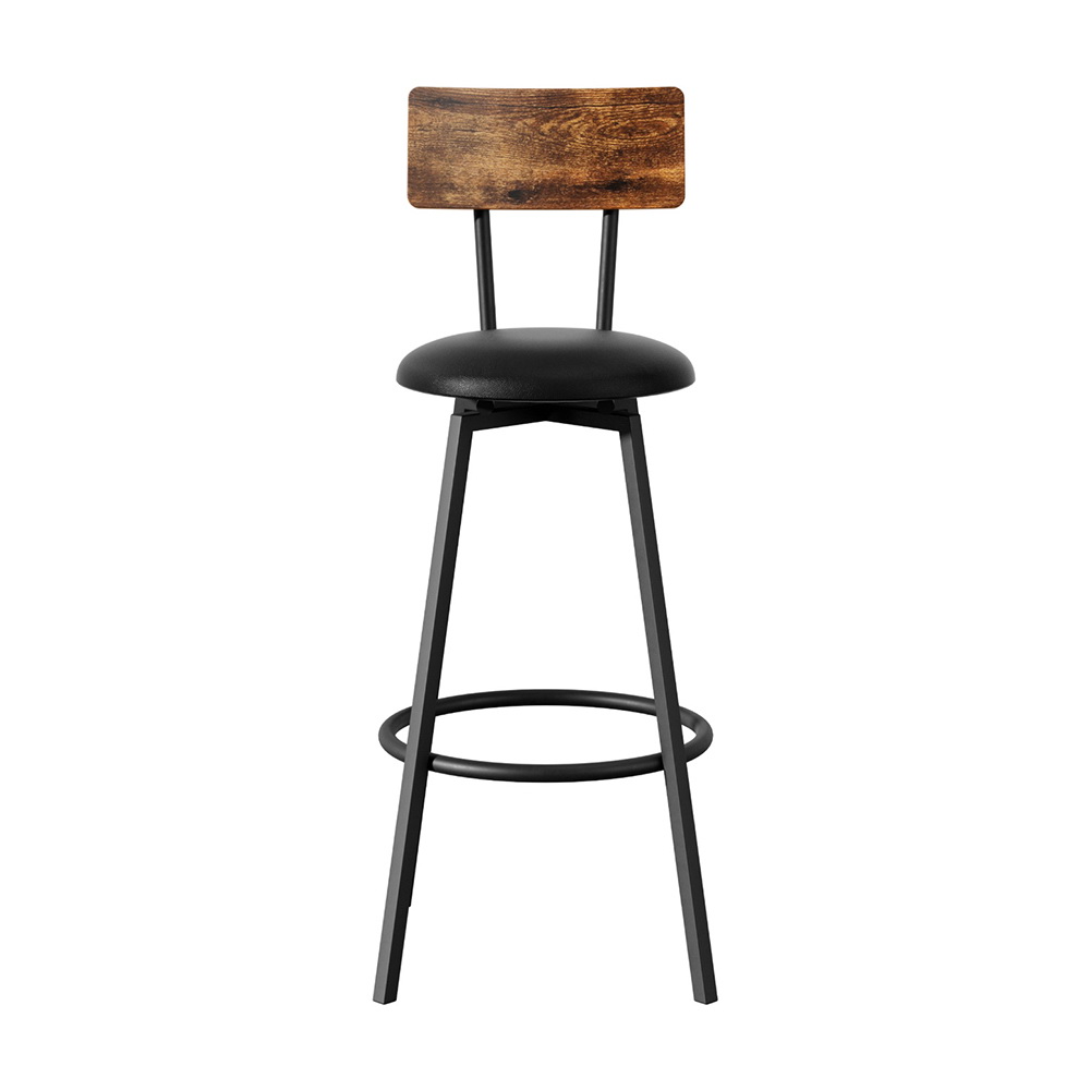 Artiss 2X Industrial Bar Stools Upholstered Counter Chairs Steel Frame view 3