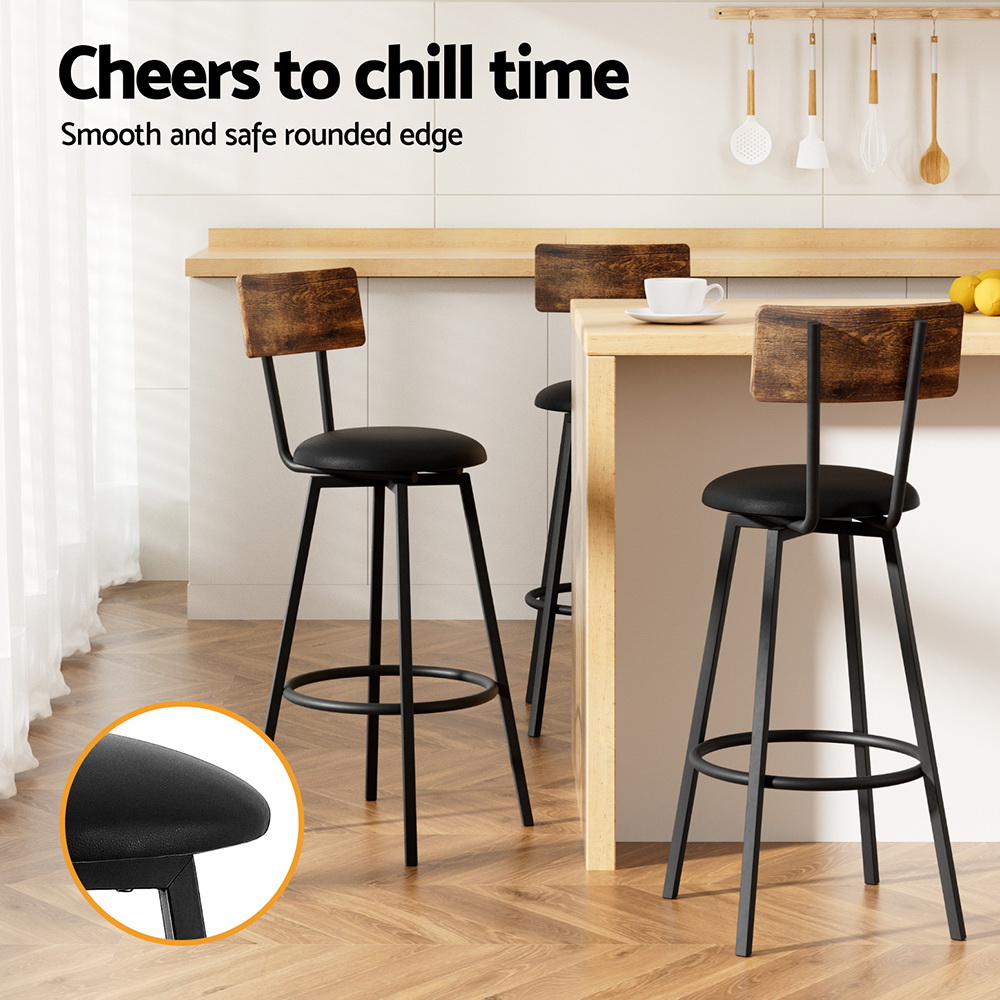 Artiss 2X Industrial Bar Stools Upholstered Counter Chairs Steel Frame view 4