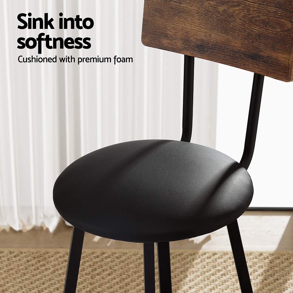 Artiss 2X Industrial Bar Stools Upholstered Counter Chairs Steel Frame view 5