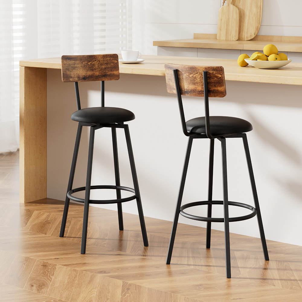 Artiss 2X Industrial Bar Stools Upholstered Counter Chairs Steel Frame view 7