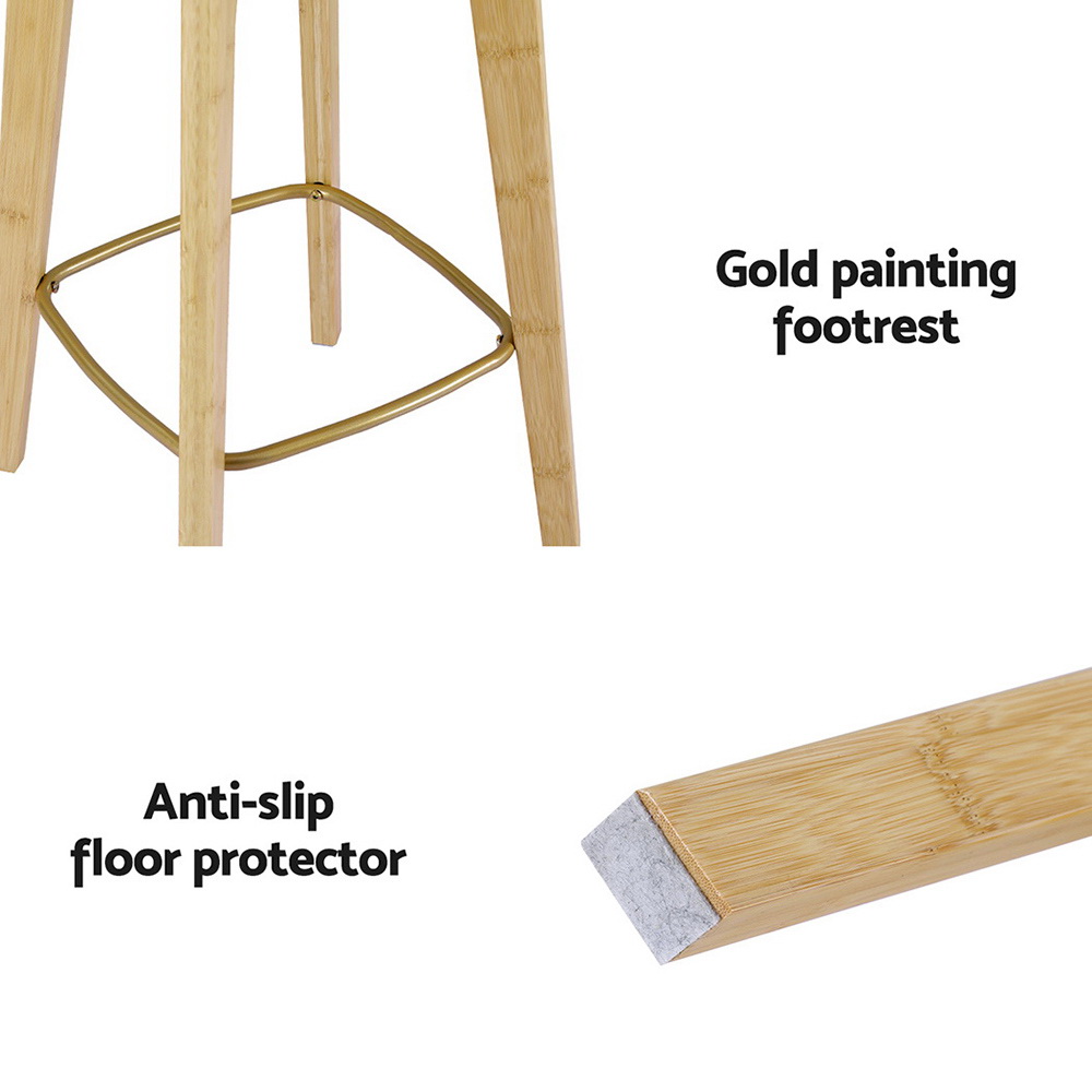 Artiss 2x Bar Stools Bamboo Rattan Stool Counter Chair Kitchen Barstools view 5