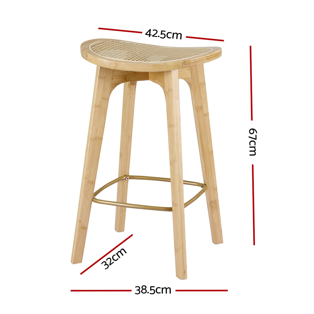 Artiss 4x Bar Stools Bamboo Rattan Stool Counter Chair Kitchen Barstools view 2