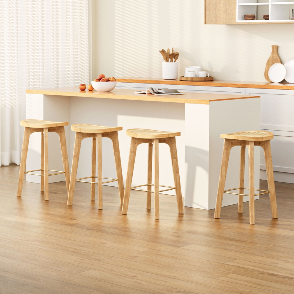 Artiss 4x Bar Stools Bamboo Rattan Stool Counter Chair Kitchen Barstools view 7