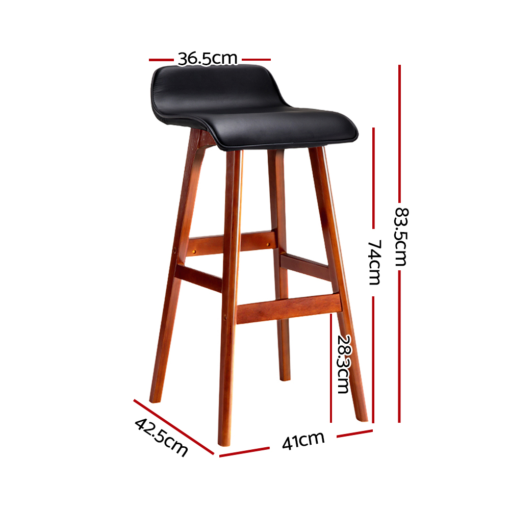 Artiss 4x Bar Stools Wooden Stool Black view 2