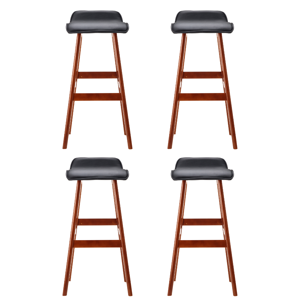 Artiss 4x Bar Stools Wooden Stool Black view 3