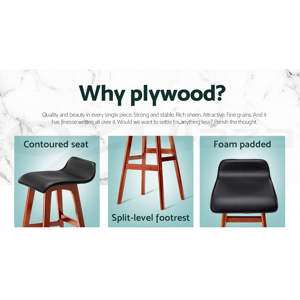 Artiss 4x Bar Stools Wooden Stool Black view 4