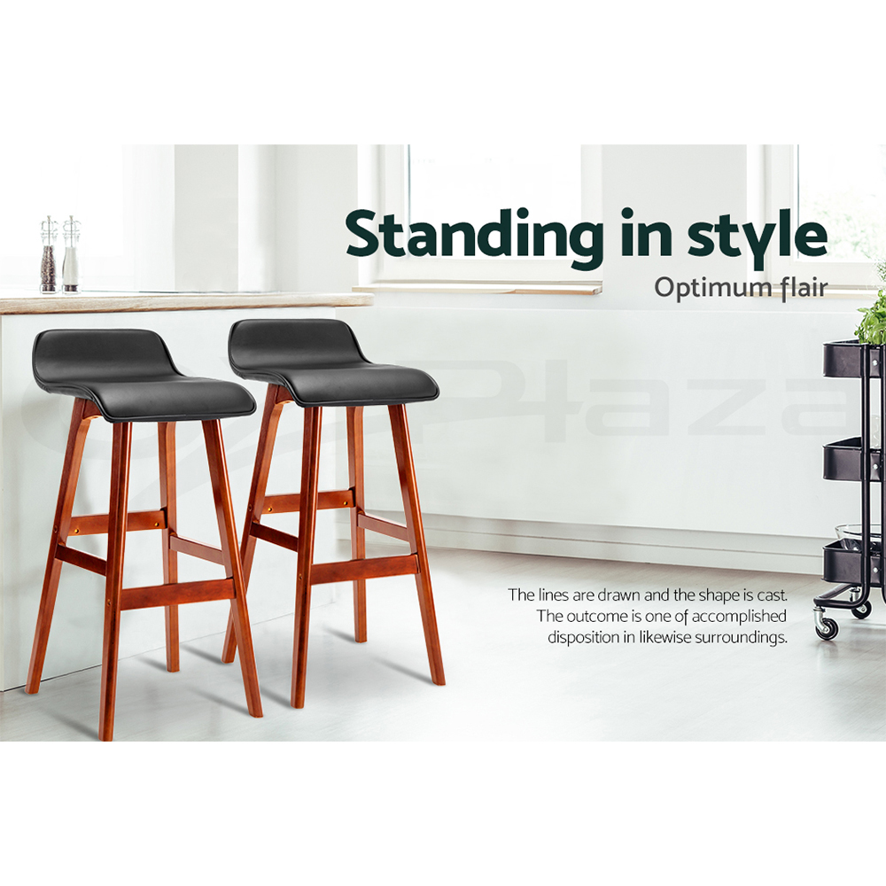 Artiss 4x Bar Stools Wooden Stool Black view 5
