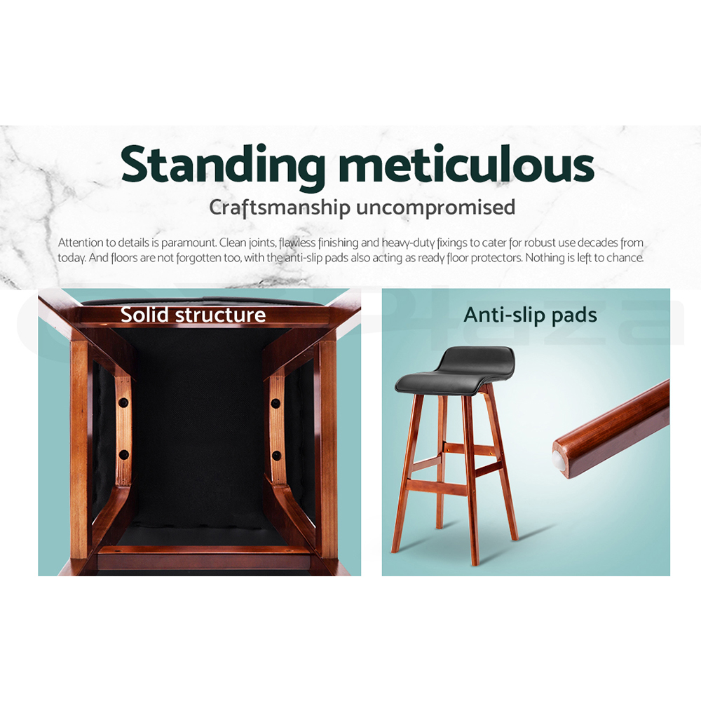 Artiss 4x Bar Stools Wooden Stool Black view 6