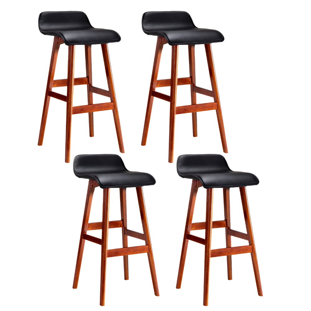 Artiss 4x Bar Stools Wooden Stool Black view 7