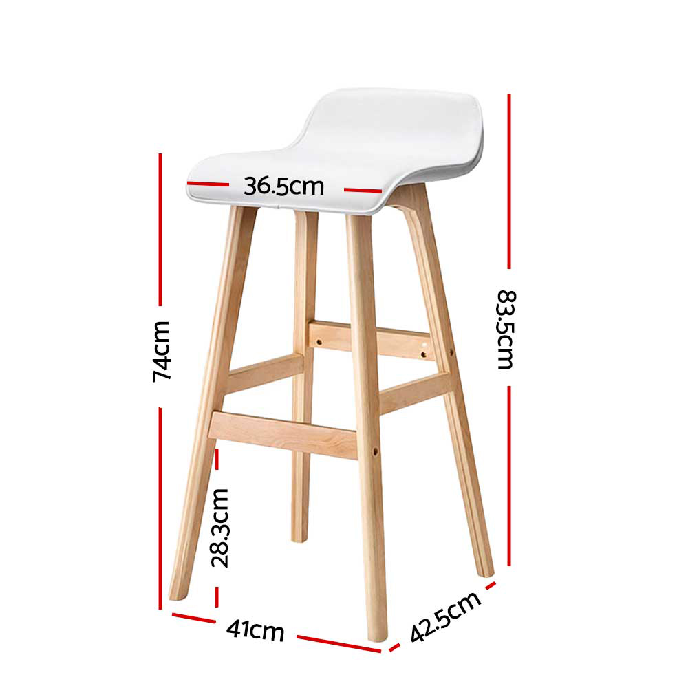 Artiss 2x Bar Stools Wooden Stool White view 2
