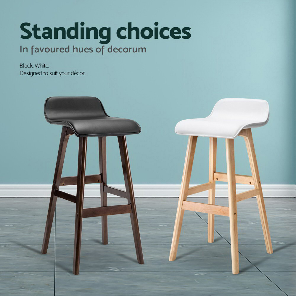 Artiss 2x Bar Stools Wooden Stool White view 6