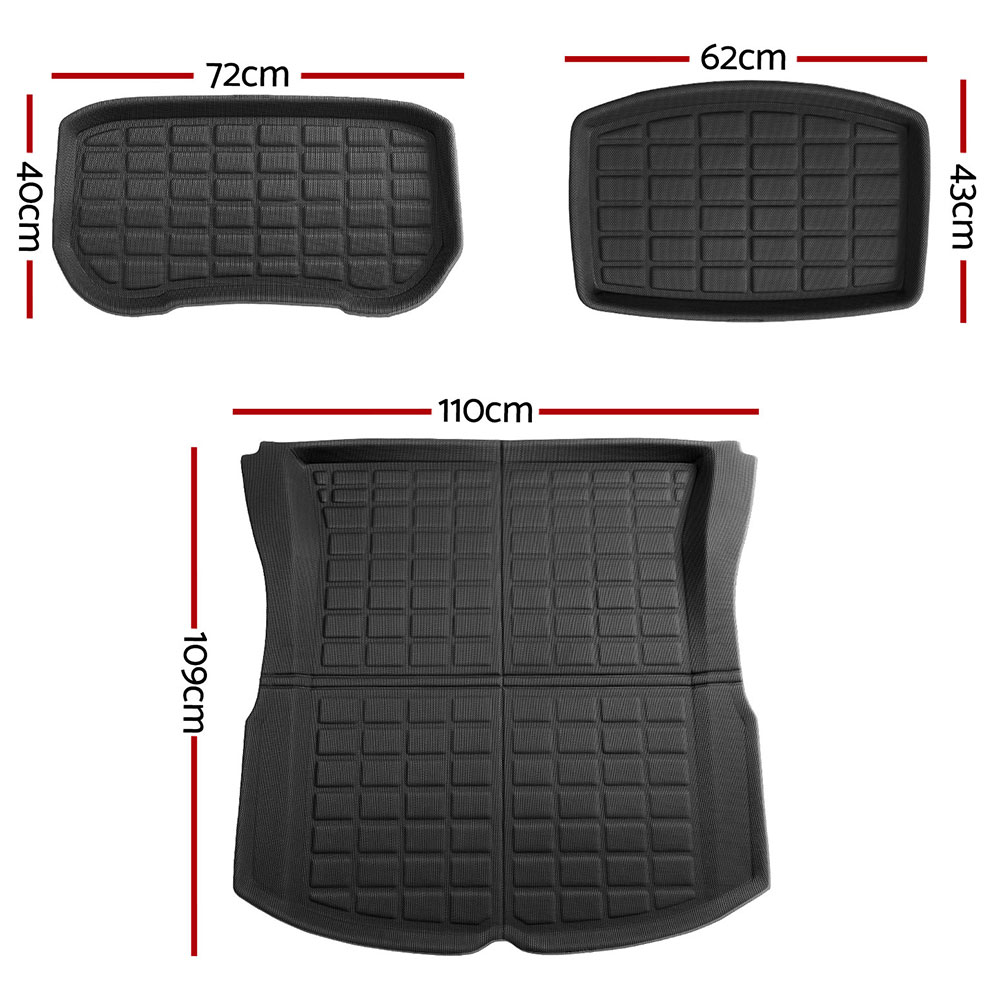 NEW Tesla Model 3 Highland 2024 Boot Liner Rear Frunk Cargo Trunk Mats Weisshorn view 2