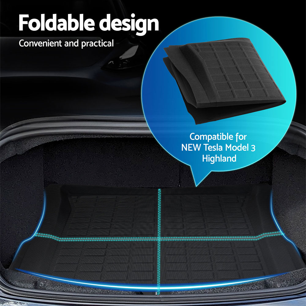 NEW Tesla Model 3 Highland 2024 Boot Liner Rear Frunk Cargo Trunk Mats Weisshorn view 4