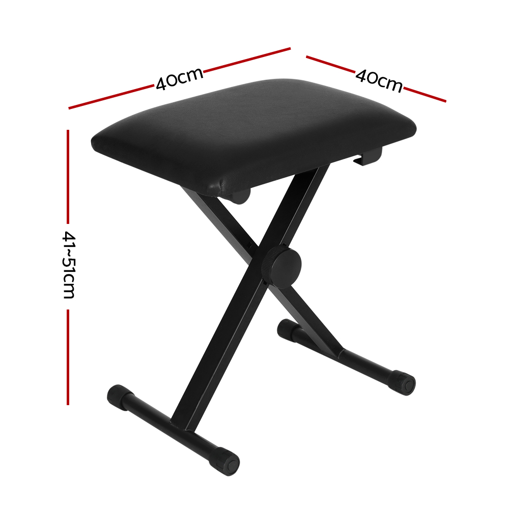 Alpha Piano Stool Adjustable Height Keyboard Seat Portable Bench Chair Black view 2
