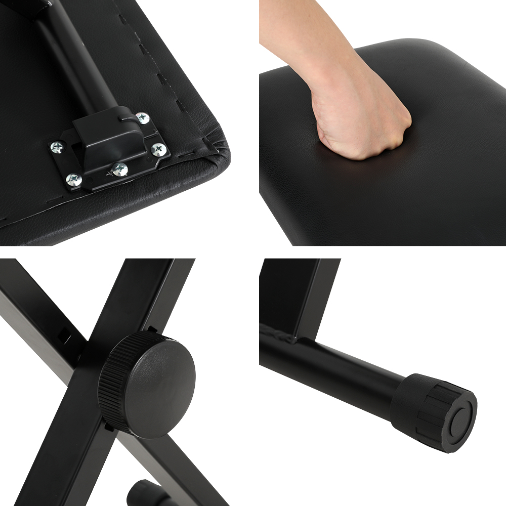 Alpha Piano Stool Adjustable Height Keyboard Seat Portable Bench Chair Black view 4