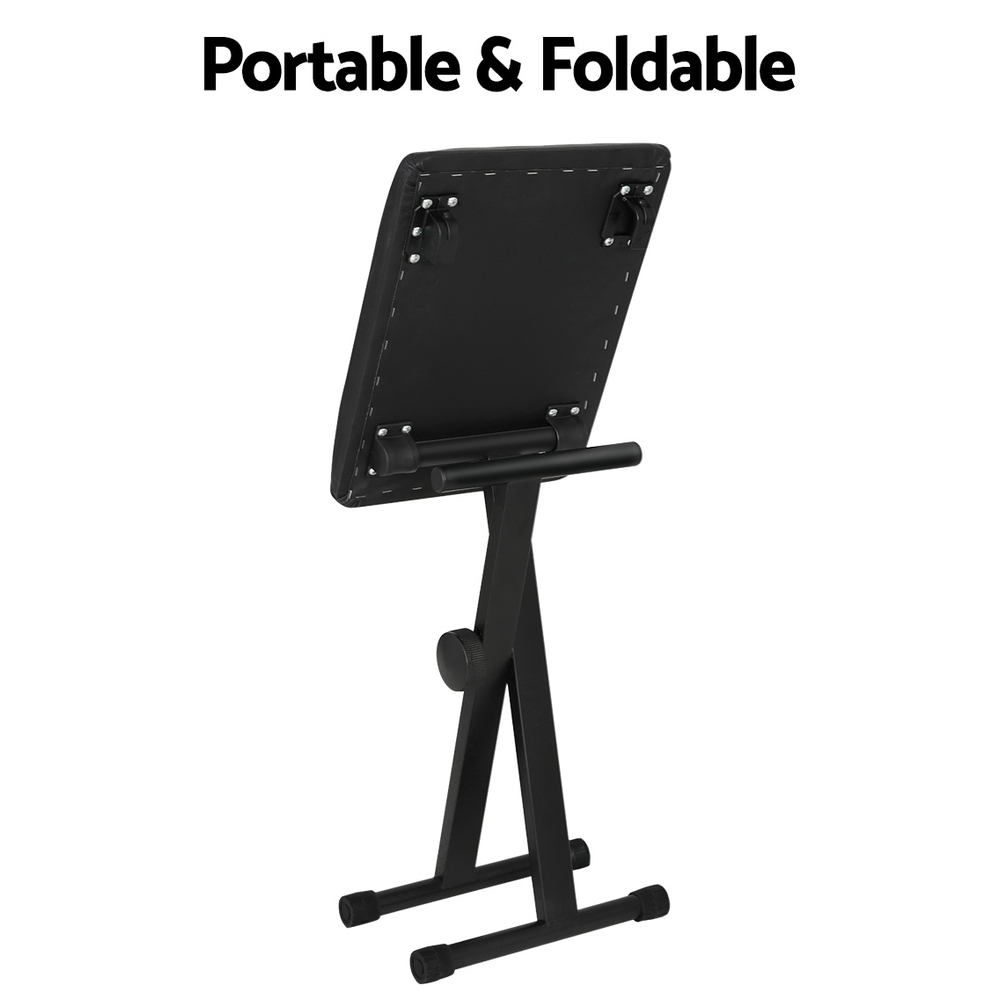 Alpha Piano Stool Adjustable Height Keyboard Seat Portable Bench Chair Black view 5