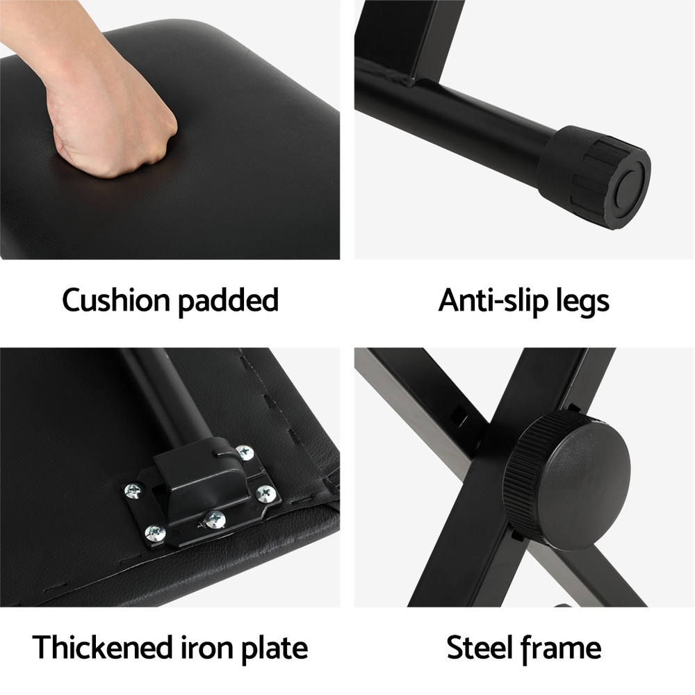 Alpha Piano Stool Adjustable Height Keyboard Seat Portable Bench Chair Black view 6