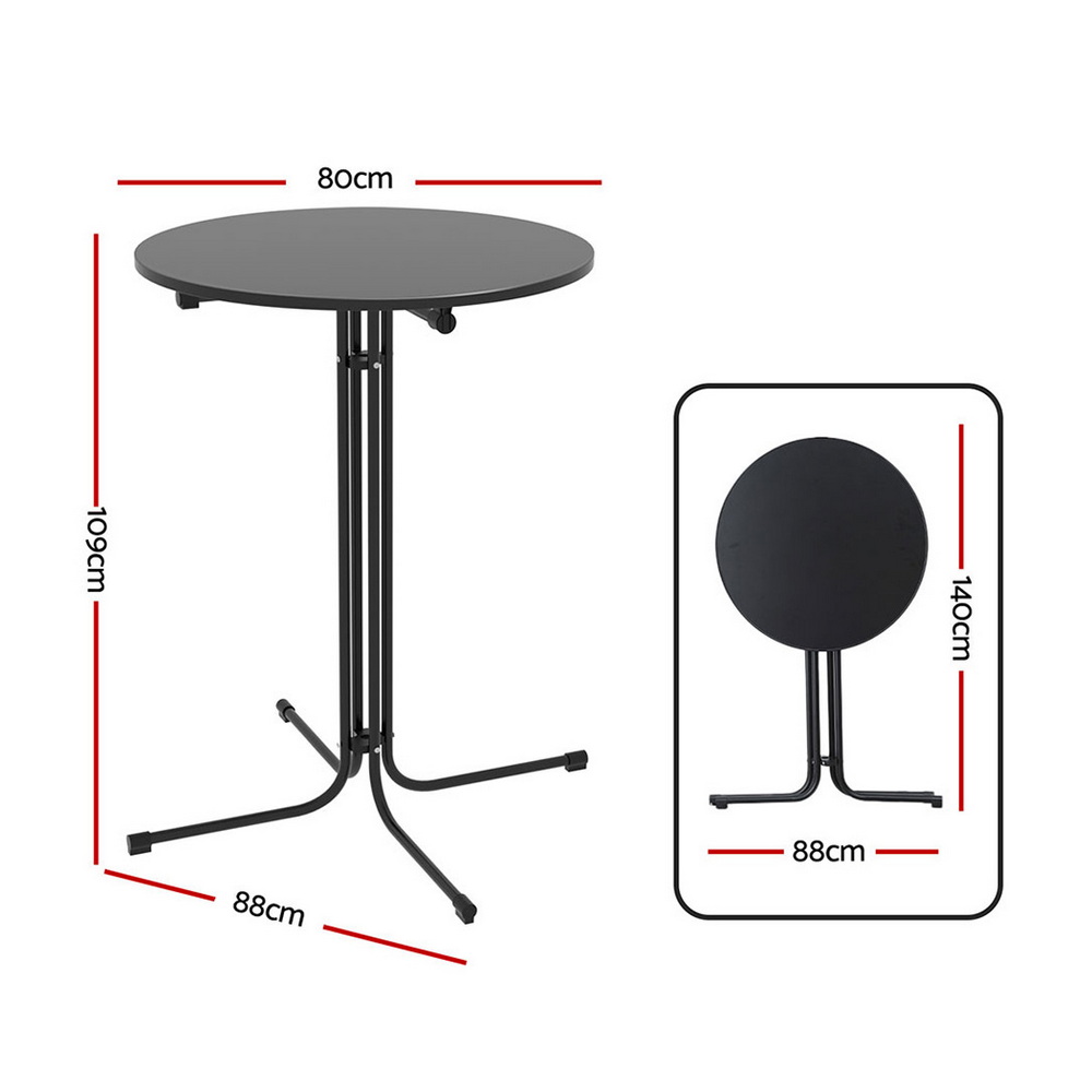 Gardeon Outdoor Bar Table Round Folding Desk Top 109cm Patio Furniture Black view 2