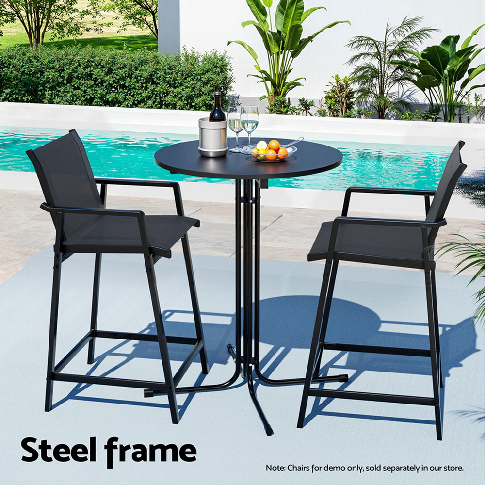 Gardeon Outdoor Bar Table Round Folding Desk Top 109cm Patio Furniture Black view 6