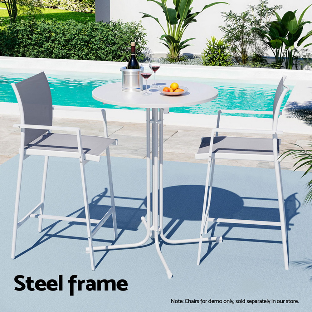 Gardeon Outdoor Bar Table Round Folding Desk Top 109cm Patio Furniture White view 6