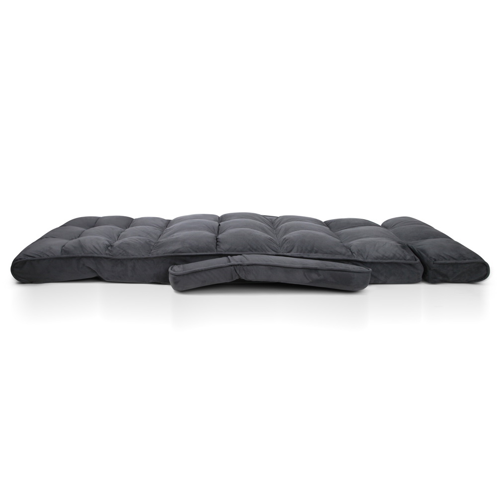 Artiss Floor Lounge Sofa With Armrest Flocking Fabric Charcoal view 3