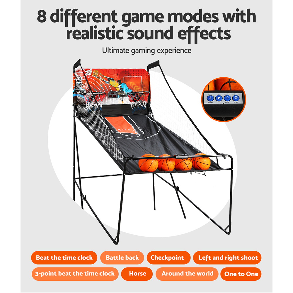 Basketball Arcade Game Electronic Scorer 8 Games Double Shoot Black view 6