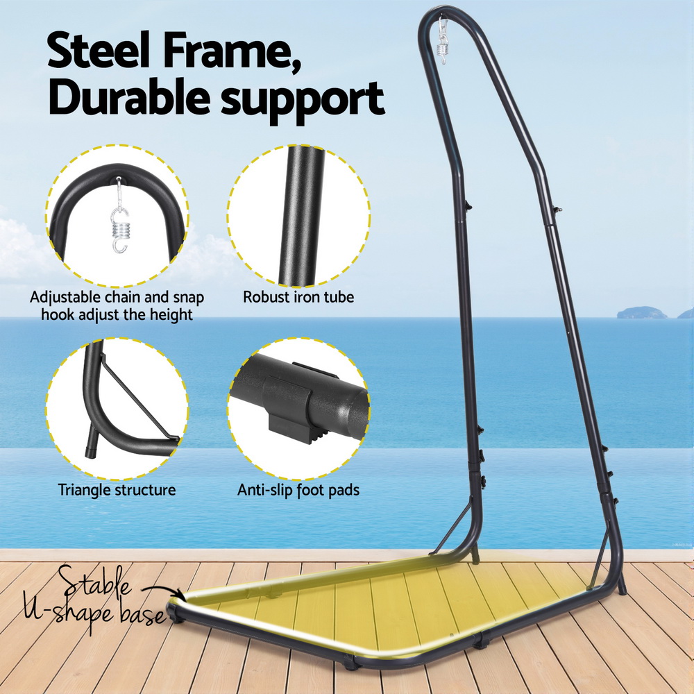 Gardeon Hammock Chair Stand Heavy Duty Steel Frame Black view 4